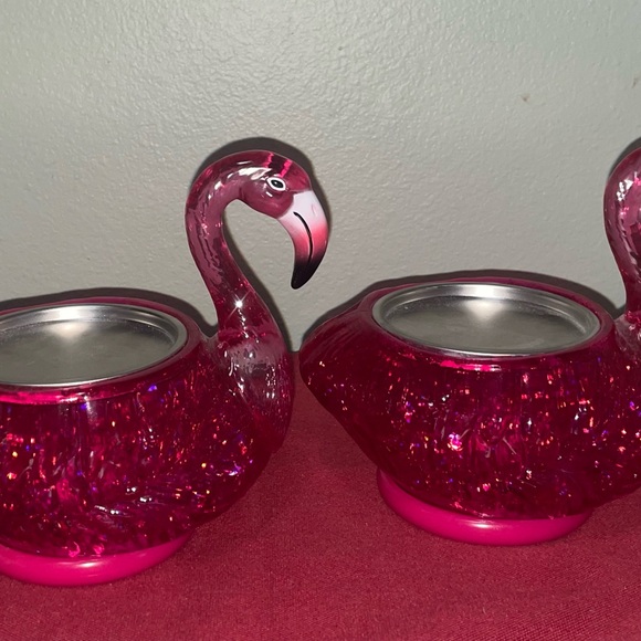 Bath & Body Works FLAMINGOS WATER GLOBE CANDLE HOLDERS **RETIRED** - Picture 3 of 4